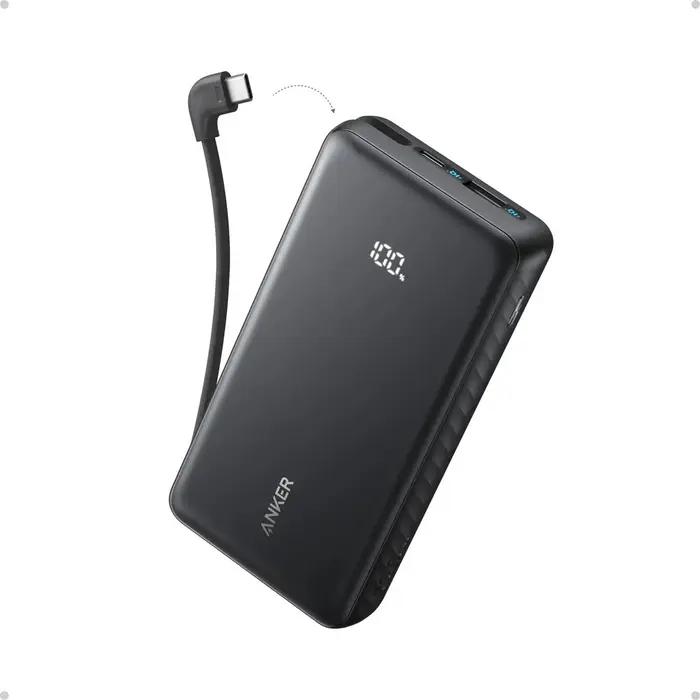 Portátil Power Bank Anker 20000mAh Carga Turbo 22.5W Cabo USB-C Integrado Para iPhone 17/16/15/14, SamCasung Galaxy, Motorola, Xiaomi, Poco, Oppo, Air