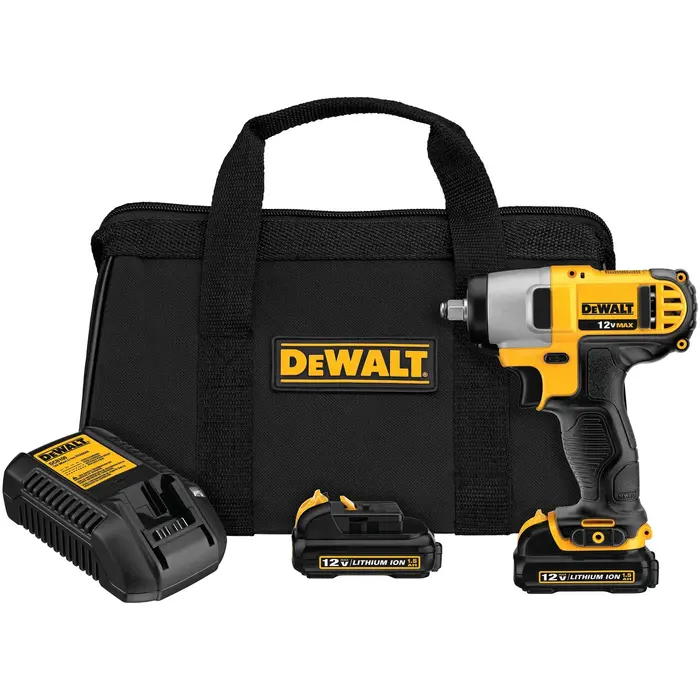 Chave de Impacto 130Nm 3/8 Pol. 10mm 12V com 2 Baterias Max 1.3Ah Carregador Bivolt e Bolsa DEWALT-DCF813S2